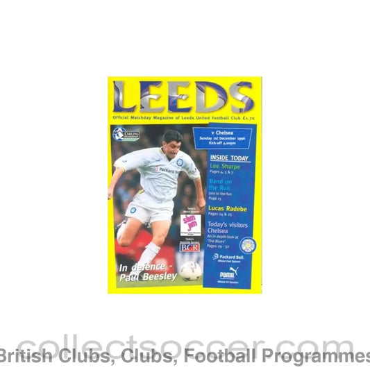 1996 - Leeds United vChelsea official programme 01/12/1996 Carling Premiership