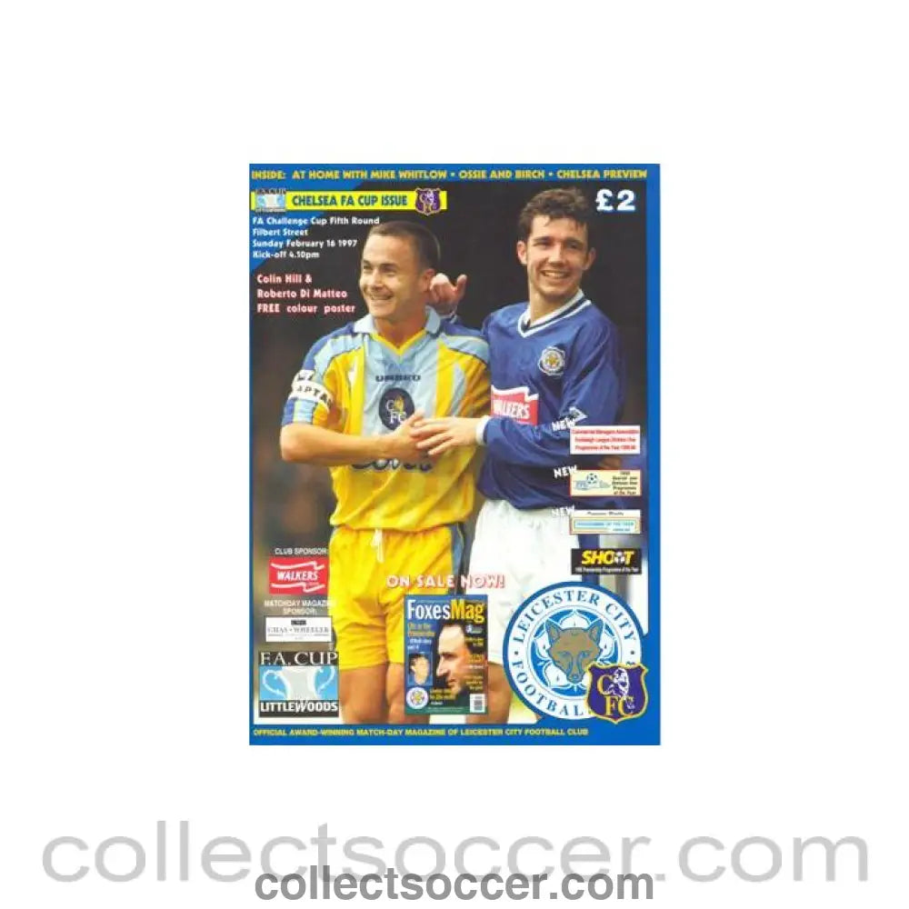 1996 - Leicester City vChelsea official programme 12/10/1996 Carling Premiership,Chelsea issue