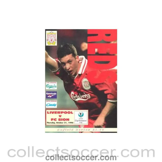 1996 - Liverpool v Sion European Cup Winners Cup official programme 31/10/1996 - Collect Soccer