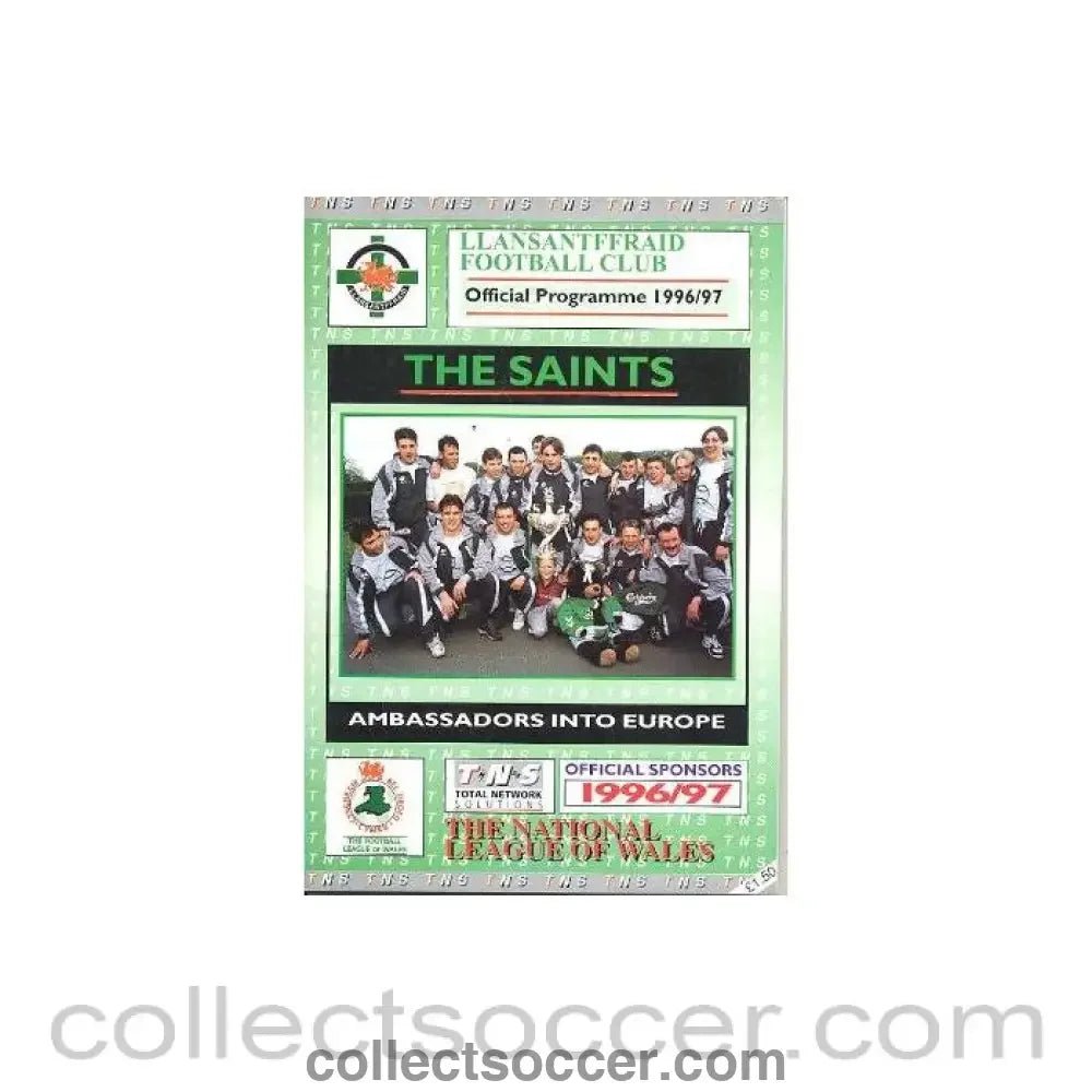 1996 - Llansantffraid v Ruch Chorzow official programme 1996 - 1997 European Cup Winners Cup - Collect Soccer