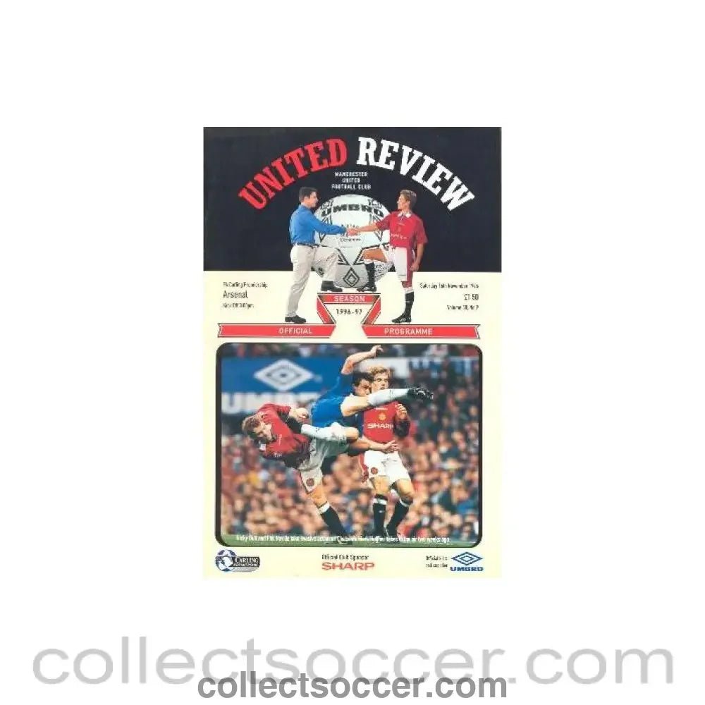 1996 - Manchester United v Arsenal official programme 16/11/1996 F.A. Carling Premiership - Collect Soccer