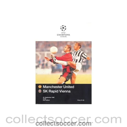 1996 - Manchester United v Rapid Vienna official programme 25/09/1996 Champions League - Collect Soccer