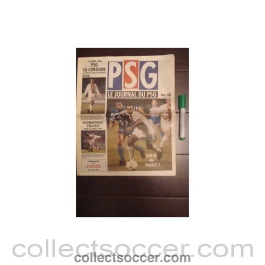 1996 - PSG newspaper of 14/04/1996 covering Paris Saint-Germain v Lille