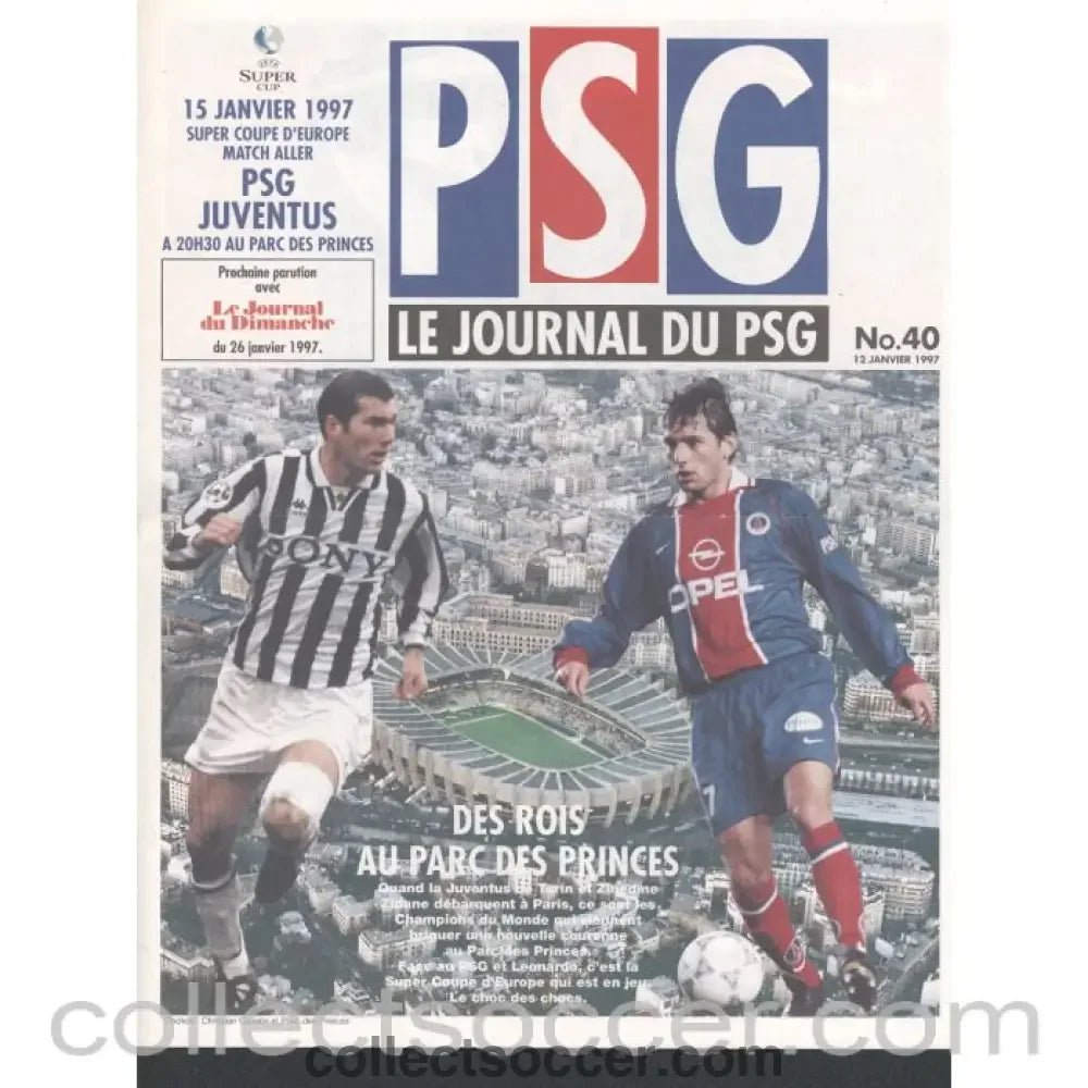 1996 Super Cup Final Programme 1st Leg PSG v Juventus - Collect Soccer