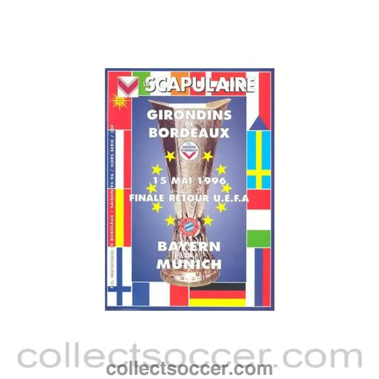 1996 UEFA Cup Final Official Programme Girondins Bordeaux v Bayern Munich 15/05/1996