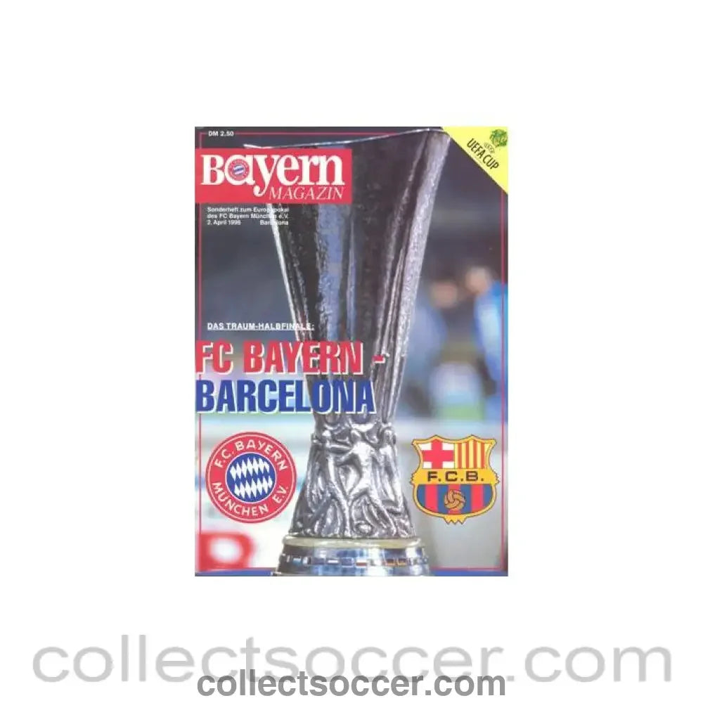1996 UEFA Cup Semi-Final Programme Bayern Munich v Barcelona official programme 02/04/1996