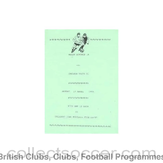 1996 - Welsh Schools 18 vChelsea Youth XI official programme 14/04/1996