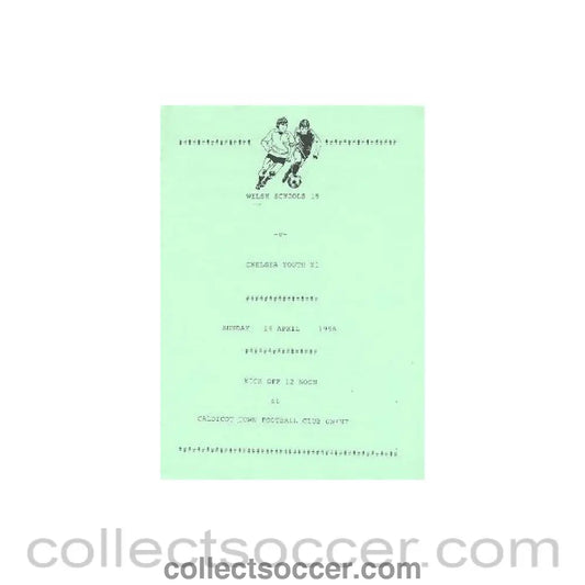 1996 - Welsh Schools 18 vChelsea Youth XI official programme 14/04/1996 - Collect Soccer