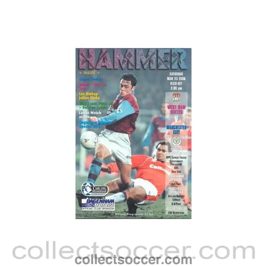 1996 - West Ham United v Manchester City official programme 23/03/1996 - Collect Soccer