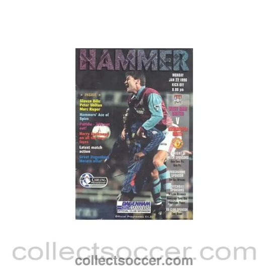 1996 - West Ham United v Manchester United official programme 22/01/1996 - Collect Soccer