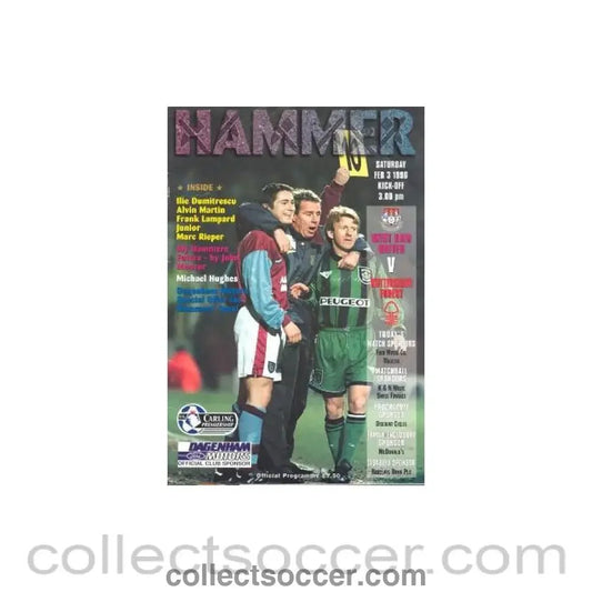 1996 - West Ham United v Nottingham Forest official programme 03/02/1996 - Collect Soccer
