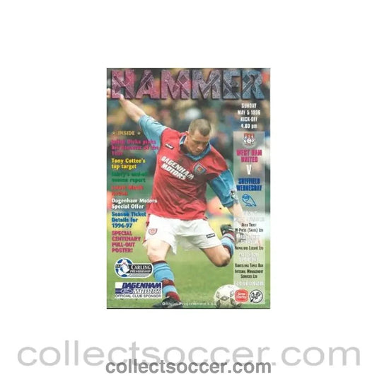 1996 - West Ham United v Sheffield Wednesday official programme 05/05/1996 - Collect Soccer