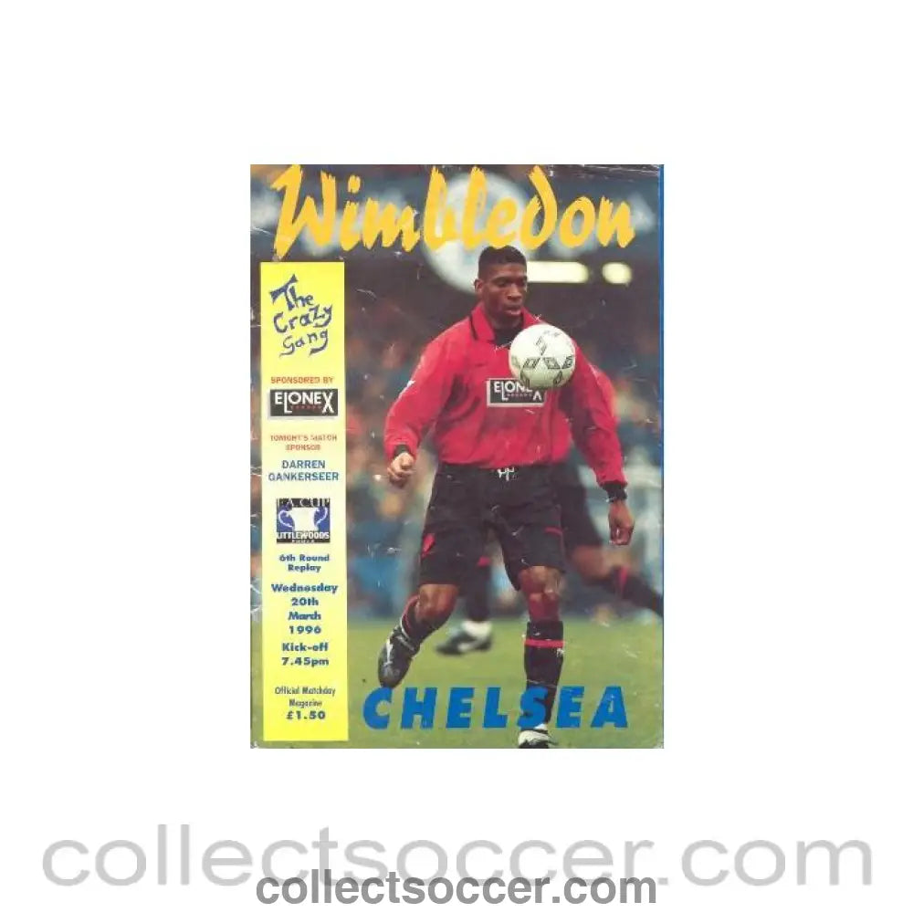 1996 - Wimbledon vChelsea official programme 20/03/1996
