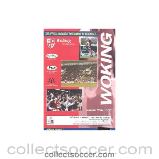 1996 - Woking v Kuwait National Team official programme 28/09/1996 Friendly - Collect Soccer