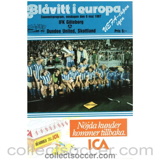 1997 - 1987 UEFA Cup Final Official Programme Gothenburg v Dundee United 1st Leg - Collect Soccer