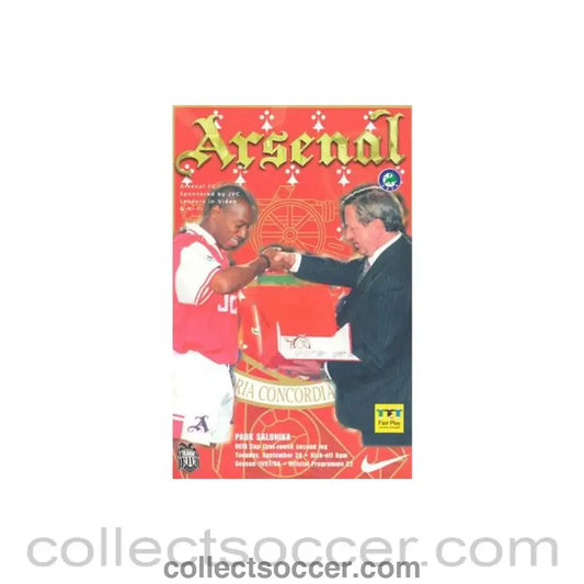 1997 - Arsenal v Paok Salonika official programme 30/09/1997 UEFA Cup