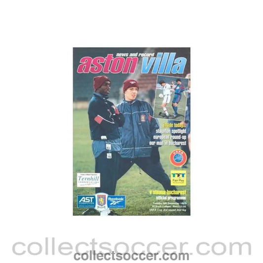 1997 - Aston Villa v Steaua Bucharest official programme 09/12/1997 UEFA Cup - Collect Soccer