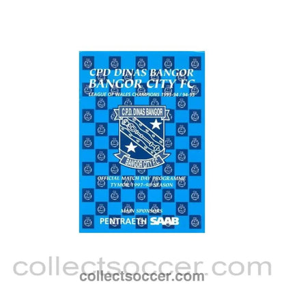 1997 - Bangor v Aris Salonika Greece football programme 1997 - 1998 Friendly - Collect Soccer