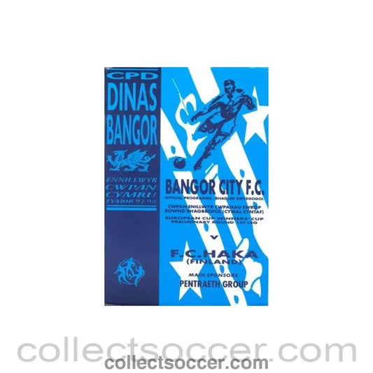 1997 - Bangor v Haka Finland football programme 1997 - 1998 Cup Winners Cup - Collect Soccer