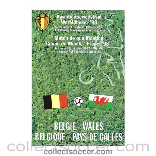 1997 Belgium v Wales Official Programme - Collect Soccer