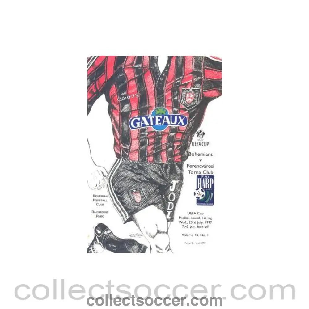 1997 - Bohemians v Ferencvaros official programme 23/07/1997 UEFA Cup - Collect Soccer