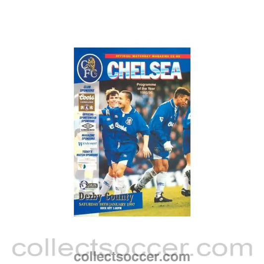 1997 - Chelsea v Derby County official programme 18/01/1997 Carling Premiership
