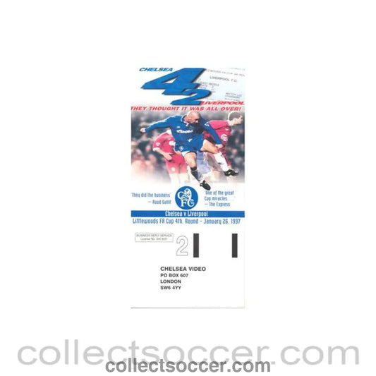 1997 - Chelsea v Liverpool 26/01/1997 Video order form