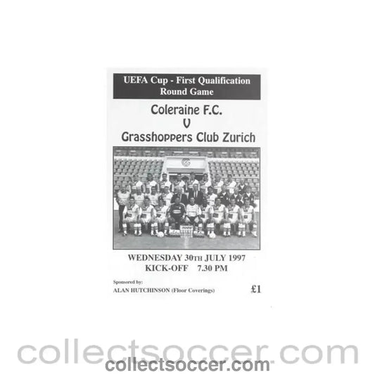 1997 - Coleraine v Grasshoppers official programme 30/07/1997 UEFA Cup - Collect Soccer