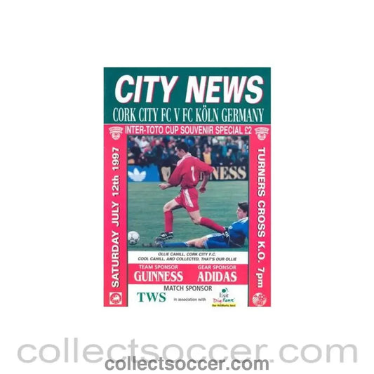 1997 - Cork City v Cologne official programme 12/07/1997 Intertoto Cup - Collect Soccer