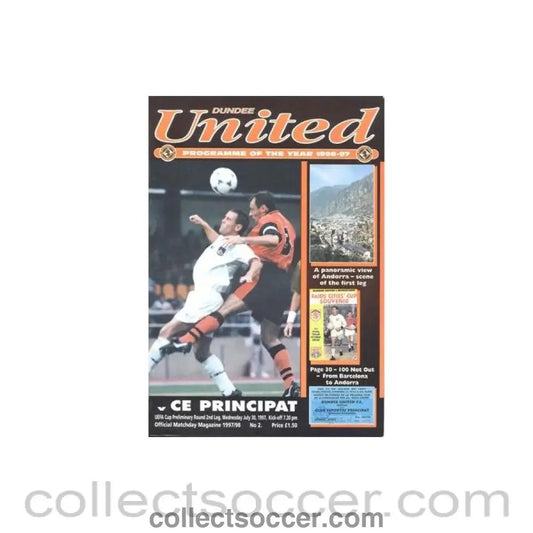1997 - Dundee United v Principat official programme 30/07/1997 UEFA Cup - Collect Soccer