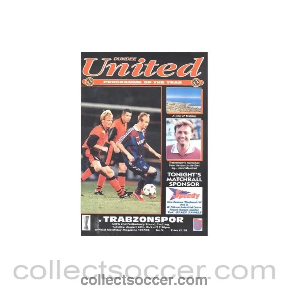1997 - Dundee United v Trabzonspor official programme 26/08/1997 UEFA Cup - Collect Soccer