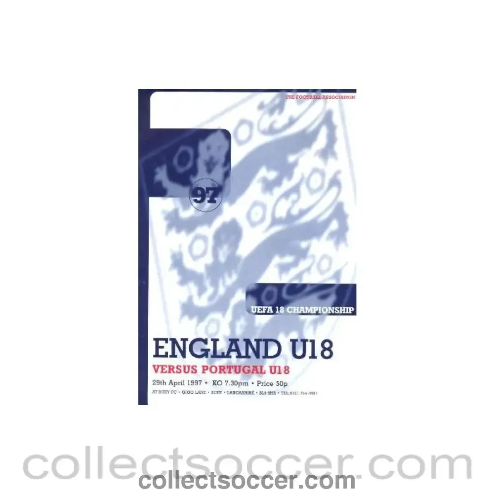 1997 England v Portugal official programme 29/04/1997 U18