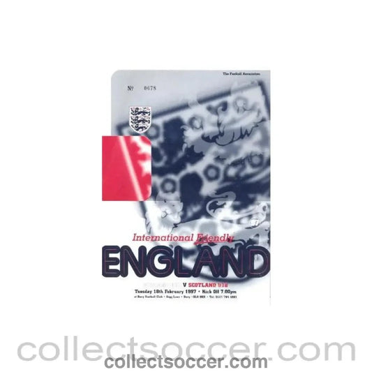 1997 England v Scotland official programme 18/02/1997 U18 - Collect Soccer