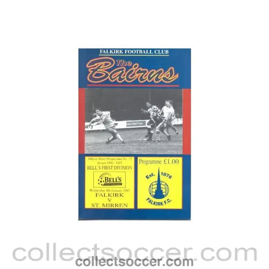 1997 - Falkirk v St. Mirren fficial programme 08/01/1997 Bell's League - Collect Soccer