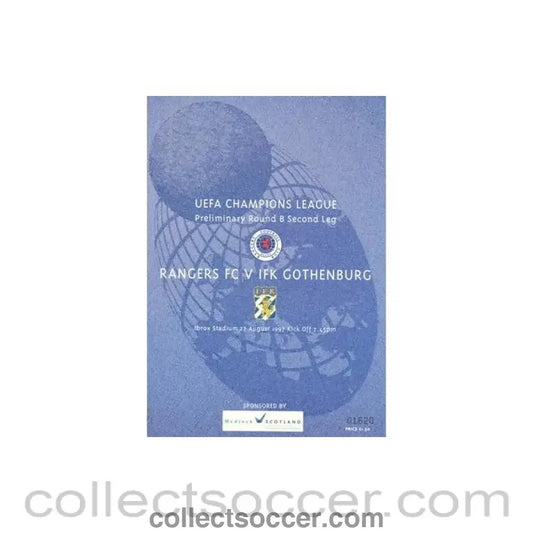 1997 - Glasgow Rangers v Gothenburg official programme 27/08/1997 Champions League - Collect Soccer