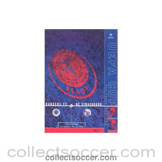 1997 - Glasgow Rangers v Racing Strasbourg official programme 30/09/1997 UEFA Cup - Collect Soccer