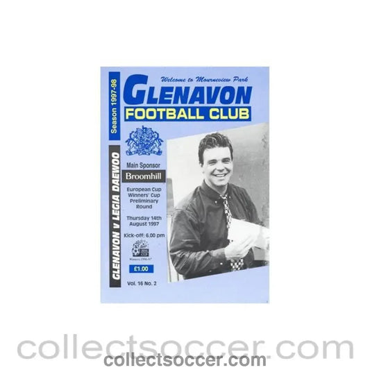 1997 - Glenavon v Legia Daewoo official programme 14/08/1997 Cup Winners Cup - Collect Soccer