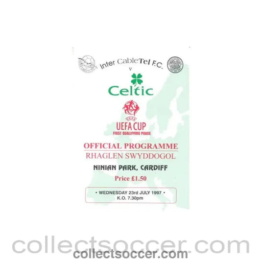 1997 - Inter CableTel, Wales v Celtic official programme 23/07/1997 UEFA Cup - Collect Soccer