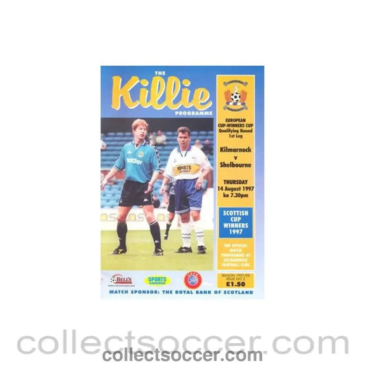 1997 - Kilmarnock v Shelbourne official programme 14/08/1997 Cup Winners Cup - Collect Soccer