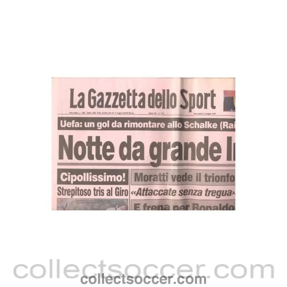 1997 - La Gazzetta Dello Sport - Italian newspaper of 21/05/1997 covering the match Inter v Schalke