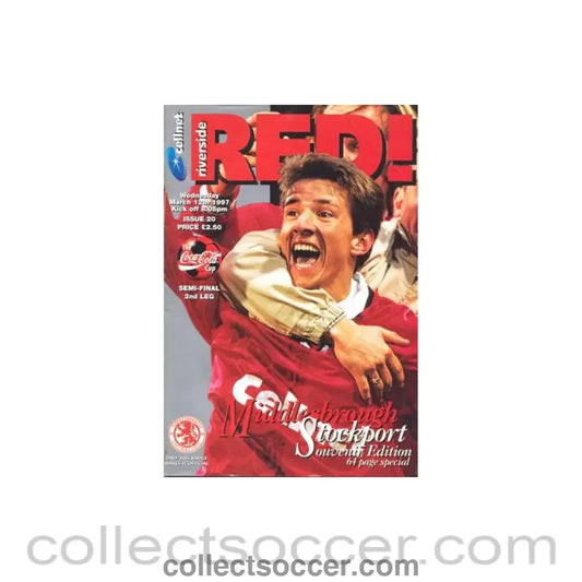 1997 League Cup Semi-Final 2nd Leg Middlesbrough v Stockport official programme 12/03/1997