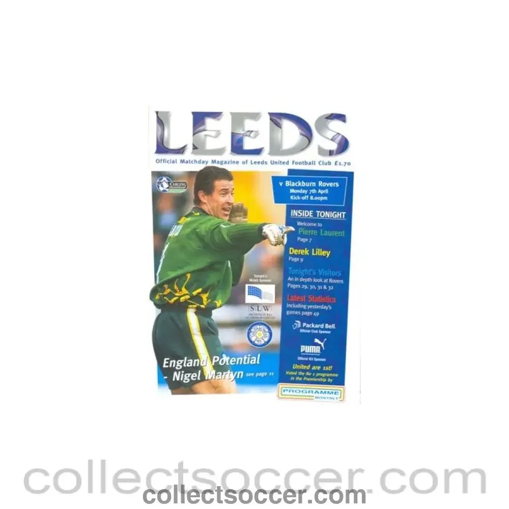 1997 - Leeds United v Blackburn Rovers official programme 07/04/1997 - Collect Soccer