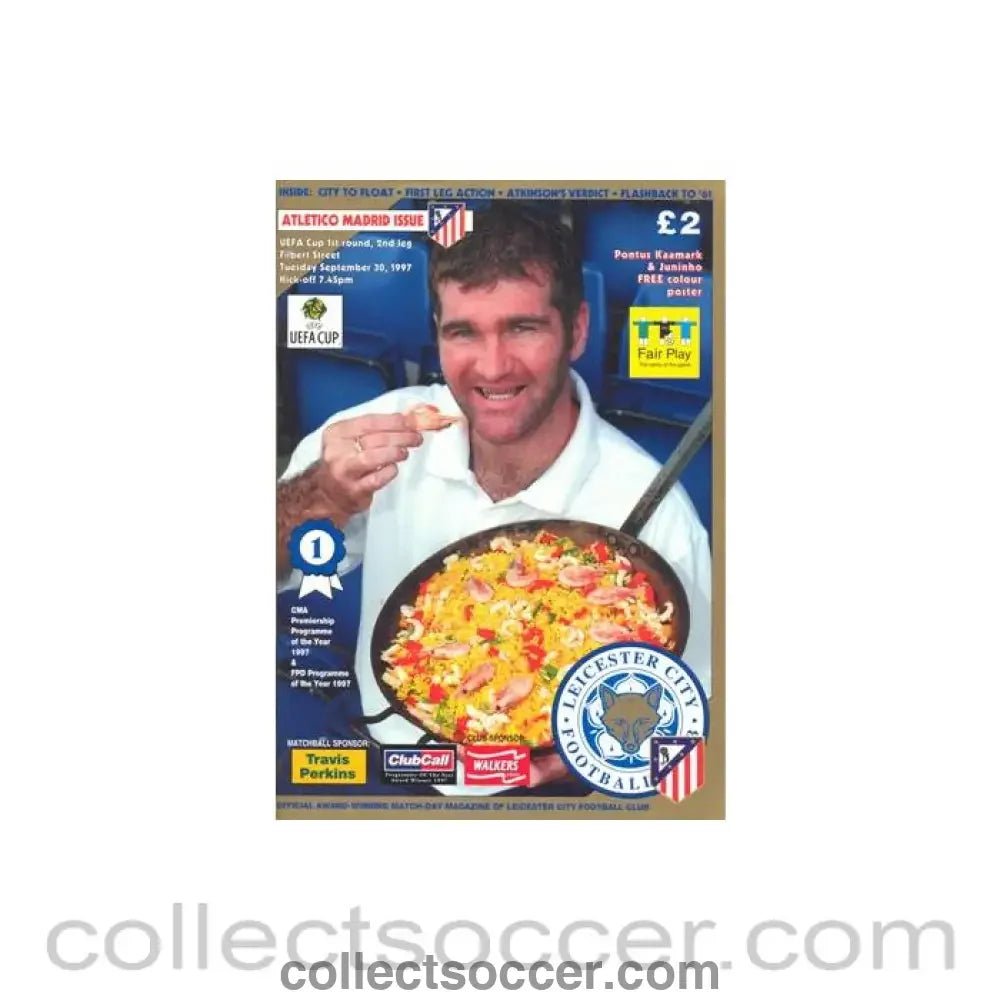 1997 - Leicester City v Atletico Madrid official programme 30/09/1997 UEFA Cup - Collect Soccer