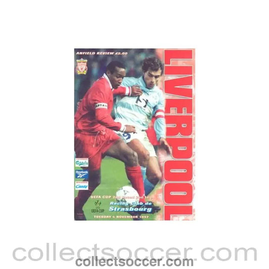 1997 - Liverpool v Racing Strasbourg official programme 04/11/1997 UEFA Cup - Collect Soccer
