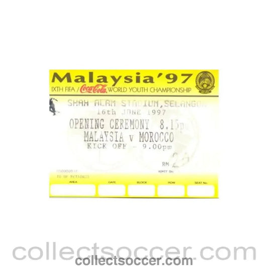1997 - Malaysia'97 IX FIFA World Youth Championship Opening Ceremony 1997 ticket 16/06/1997 - Collect Soccer
