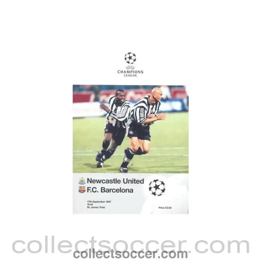 1997 - Newcastle United v Barcelona official programme 17/09/1997 Champions League - Collect Soccer