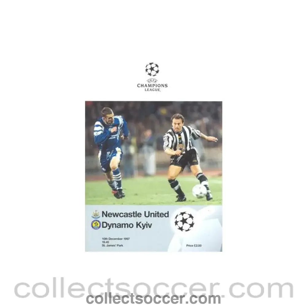 1997 - Newcastle United v Dynamo Kiev official programme 10/12/1997 Champions League - Collect Soccer