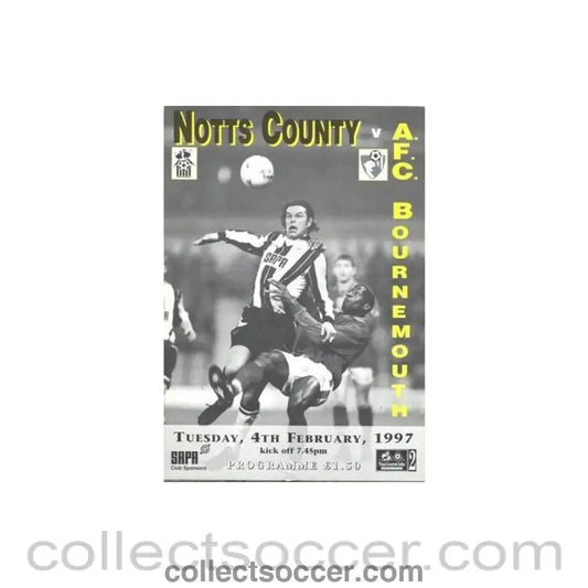 1997 - Notts County v Bournemouth official programme 04/02/1997 Football League - Collect Soccer