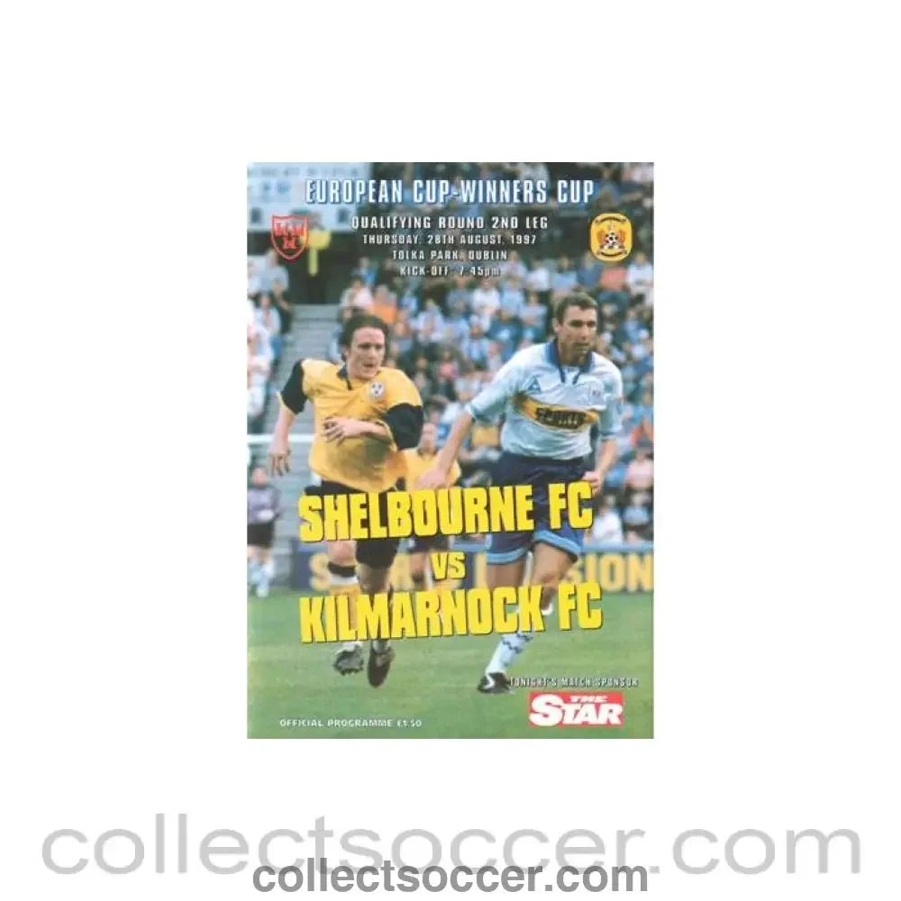 1997 - Shelbourne v Kilmarnock official programme 28/08/1997 Cup Winners Cup - Collect Soccer