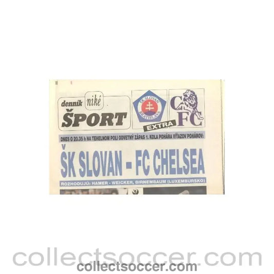 1997 - Slovan Bratislava v Chelsea Dennik Sport newspaper Slovak produced in Slovakian 02/10/1997